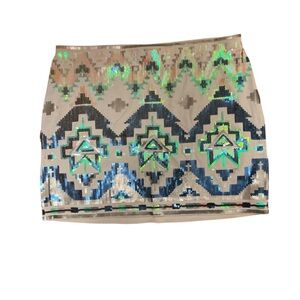 Express BNWT Casual Aztec sequin mini skirt, Sz m